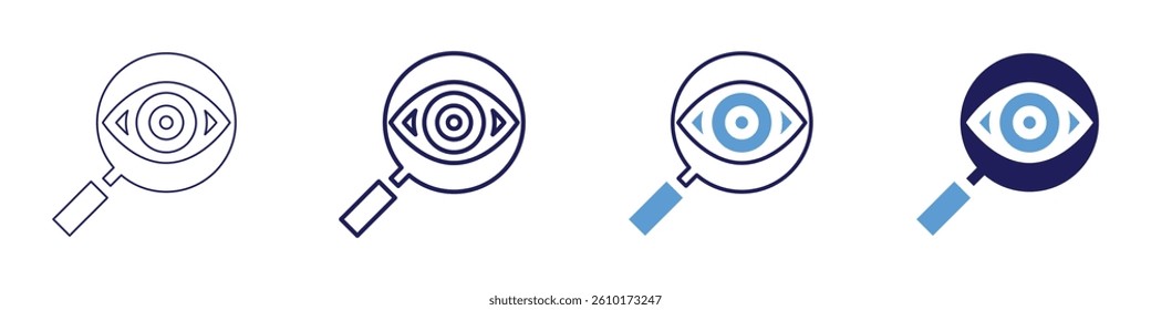 Eye optic migraine icon in 4 different styles. Thin Line, Line, Bold Line, Duotone. Duotone style. Editable stroke.