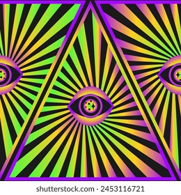 Eye optical illusion psychedelic. Lineart Vector illustration. Magic celestial witchcraft symbol. Masonic symbol. Hand drawn logo or emblem