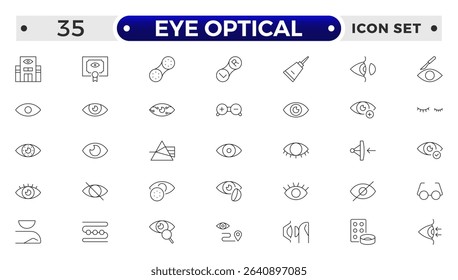 Eye Optical outline icon. Vision and Eye Icon Set. Sight, Optics, Anatomy, and Perception Vector Collection.
