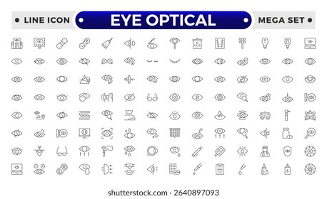 Eye Optical outline icon. Vision and Eye Icon Set. Sight, Optics, Anatomy, and Perception Vector Collection.
