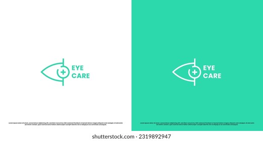 Eye optics logo design illustration. Silhouette line art modern simple minimalist eye health care. Optical eye health design cornea retina eyeball visual sight. Fit for hospital clinic web app icon.