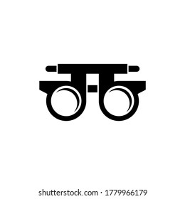 Eye Optometry Trial Lens, Correct Vision Test. Flat Vector Icon illustration. Simple black symbol on white background. Eye Trial Lens, Correct Vision sign design template for web and mobile UI element