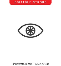 Eye Outline Icon. Vision Line Art Logo. Vector Illustration. Isolated on White Background. Editable Stroke