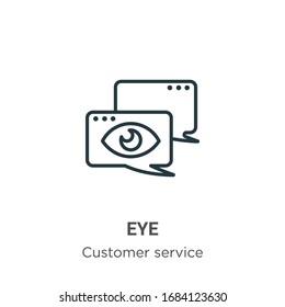 Eye outline vector icon. Thin line black eye icon, flat vector simple element illustration from editable customer service concept isolated stroke on white background