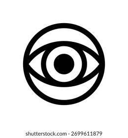 Ojo. Icono de Vector de trazo delineado con detalles rellenos de negro.