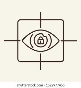 Eye and padlock line icon. Focus, defense, safety. Data protection concept. Vector illustration can be used for topics like information, protection, internet