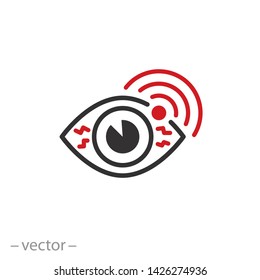 Eye Pain Icon, Sore, Eye Disease, Line Symbol On White Background - Editable Stroke Vector Illustration Eps10