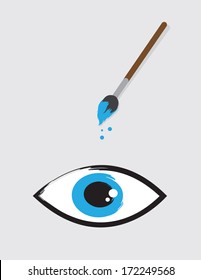 Eye painted by floating paintbrush 