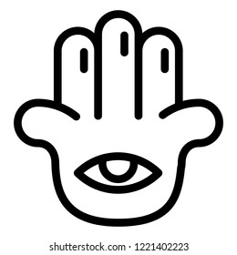 Eye palm icon. Outline eye palm vector icon for web design isolated on white background