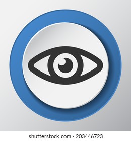 eye paper icon with shadow. Vector illustrations.