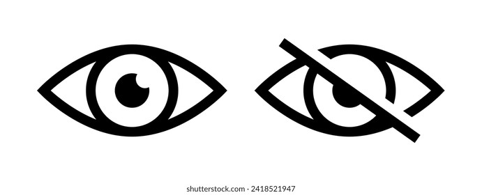 Eye password hidden view private vector icon. Hidden eye password look web icon design