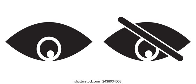 Eye password hidden view private vector icon. Hidden eye password look web icon design. isolated on white background. Vector illustration