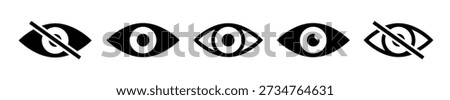 Eye password hidden view private vector icon. Hidden eye password look web icon design