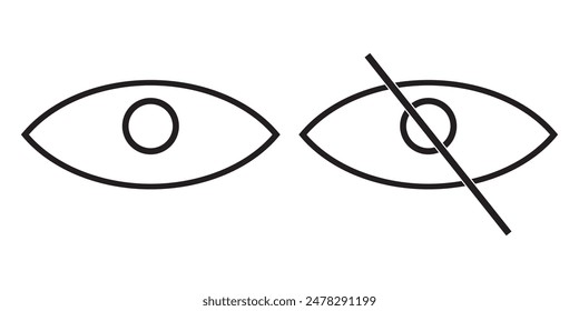 Eye password symbols as show and hide, visible and invisible icons vector. Eye password icon vector. Show eye password icon. vector illustration.
