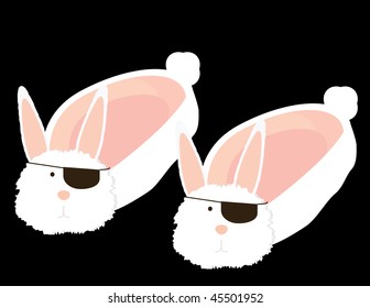 eye patch bunny slippers - vector version