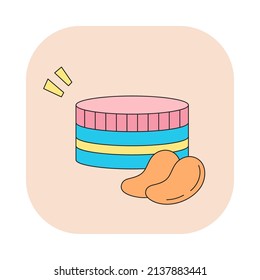 Eye Patch i con. Cute cartoon vector graphic. Fancy doodle asian style illustration of Korean beauty cosmetic product stuff sign.
