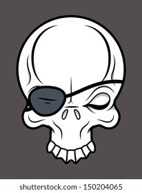 Eye Patch Skull - Vector Cartoon Illustration