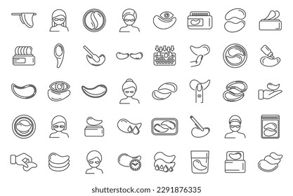 Eye patches icons set outline vector. Cream product. Mask age