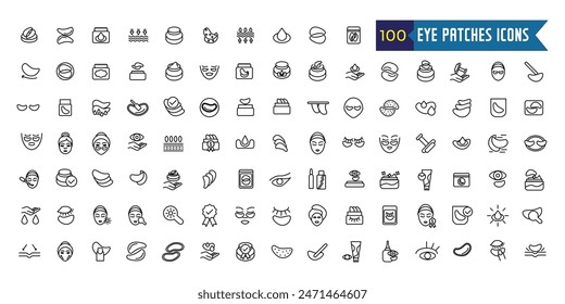 Eye patches icons set outline vector. Beauty eye. Cream mask. Outline icon collection. Editable stroke.