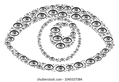 Eye pattern combined in the collection of eye icons. Vector iconized composition organized from simple pictograms.