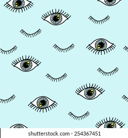 Eye pattern with eyelash in vector. svg