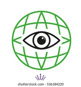 eye, peace, globe, icon, vector illustration EPS 10