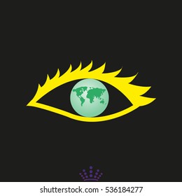 eye, peace, globe, icon, vector illustration EPS 10