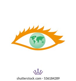eye, peace, globe, icon, vector illustration EPS 10