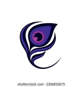 Ojo de las plumas de pavo real. Vector de ilustración. Plantilla de diseño de icono de la pluma de pavo real 