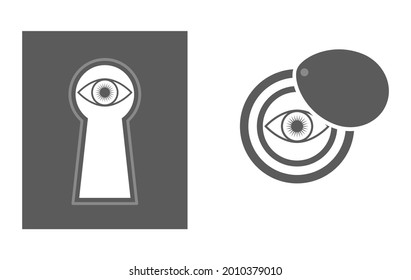 Eye In Peephole And Keyhole Icon Isolated On White Background