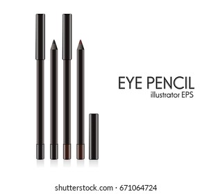 eye pencil packaging, black and brown color on the white background