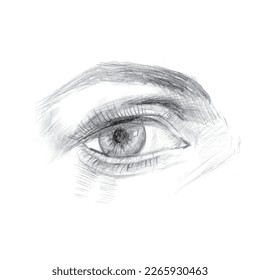 Eye pencil sketch hand drawn vector illustration