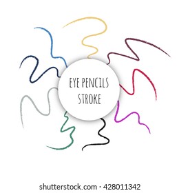 Eye pencils drawing stroke. Vector cosmetics sample. Eye pencil smudge strokes. Vector crayon concept. Crayon brush strokes. Cosmetics vector strokes. Eye pencil drawings decorative collection.