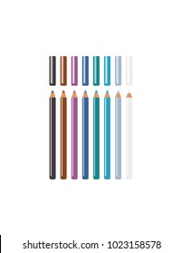 Eye pencils on white background