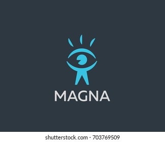 Diseño del logotipo vectorial de los ojos. Buscar símbolo de icono de persona. Logotipo de la visión de la foto del hombre. 