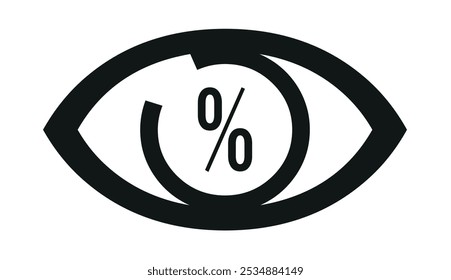  Eye with percent in it line icon. transparent no hidden fees