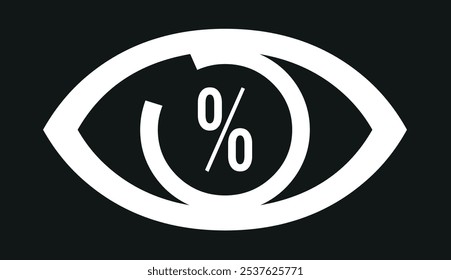  Eye with percent in it line icon. transparent no hidden fees