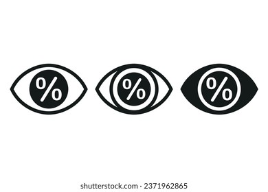 Eye with percentage icon. Illustration vector