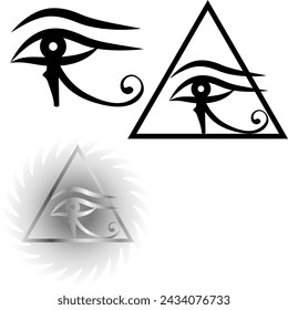 eye of the pharaoh. esoteric symbol. eye of Horus.  left wedjat eye or udjat eye