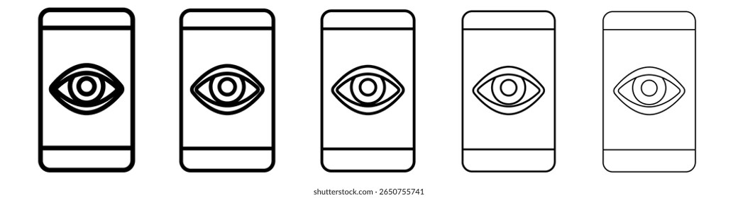 eye phone icon vector thin outline style sign