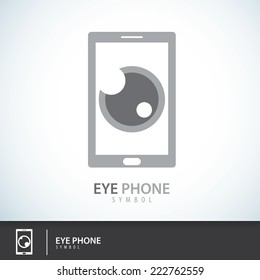 Eye Phone symbol icon. Logo template design. Vector illustration. Security smartphone concept