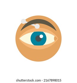 Augenpiercing-Symbol. Flache Illustration eines Auge piercenden Vektorsymbol einzeln auf weißem Hintergrund