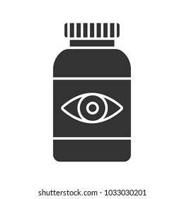 Eye pills glyph icon. Medications. Silhouette symbol. Negative space. Vector isolated illustration
