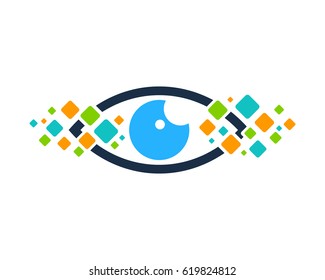 Eye Pixel Icon Logo Design Element