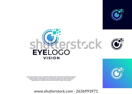 Eye pixel logo design. Digital security logo.