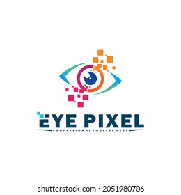 Eye pixel logo vector illustration design template. Creative design colorful