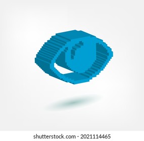 eye pixel symbol sign vector logo isolated 3d