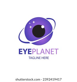 Design-Vorlage für das Eye Planet Logo. Logo-Design des Planeten. Eye Hospital Logo.