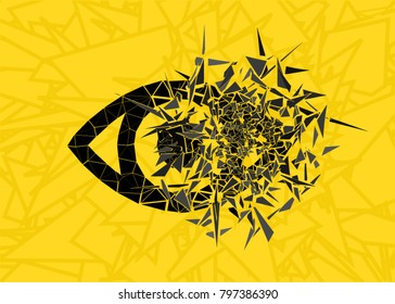 Eye with polygon line on abstract background. Polygonal space low poly with connecting dots and lines. Connection structure. Vector science background. Abstract polygonal light human eye sign. Busines