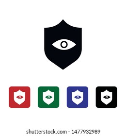 Eye, private, protection, shield, icon, flat. Element of security for mobile concept and web apps illustration. Thin flat icon for website design and development, app. Vector icon